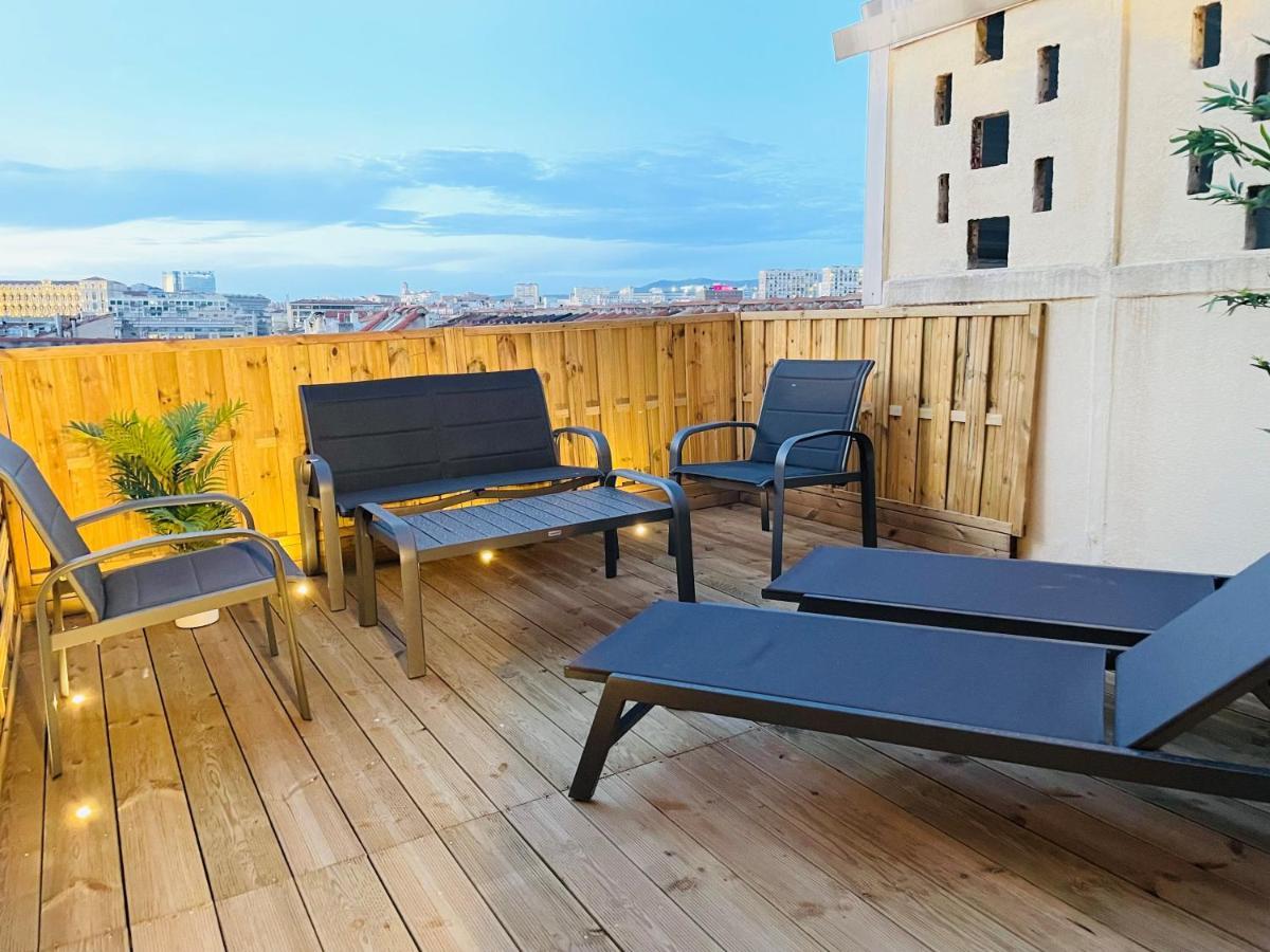 Honore - Rooftop Avec Vue - Appartement T3 Atypique Centre Ville Vieux Port Proche Opera Marseille Kültér fotó